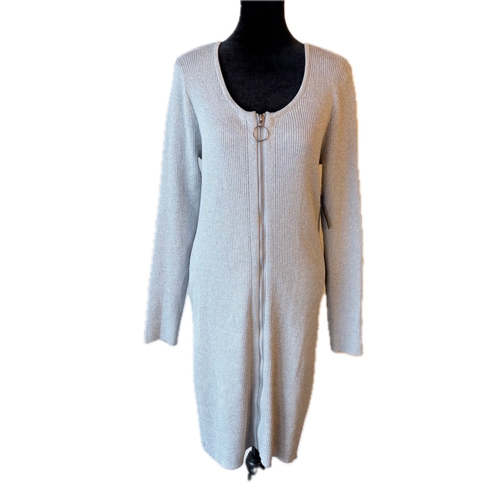 NWT No Boundaries Metallic Ribbed Zipper Sweater Dress